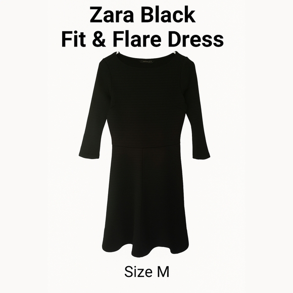 Zara Black Sheath Dress with Bateau Neckline - Picture 1 of 4